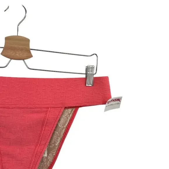Free People free-est Dylan Lurex‎ High-Waist Bikini Bottom Coral Pink Size XL